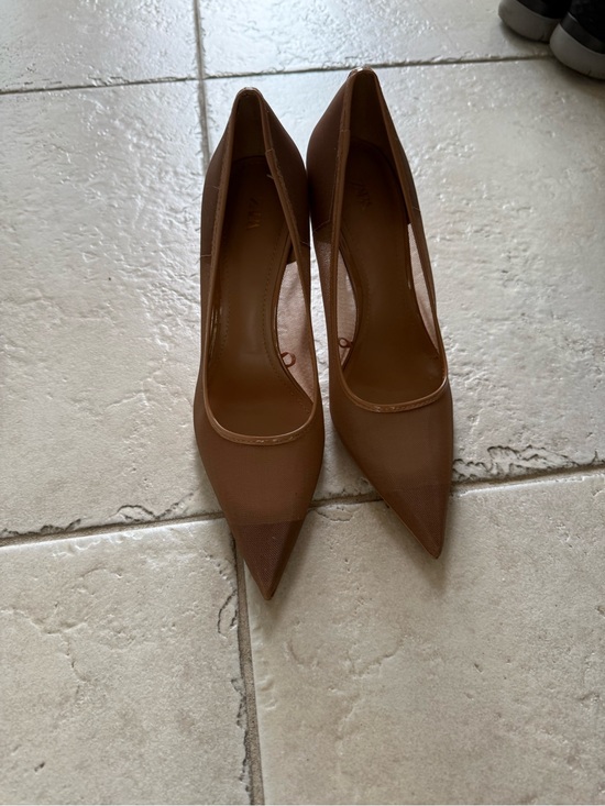 Zara Shoes - Zara Brown Pointed-Toe Mesh Pump Heels
